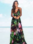 Black & Green Floral Maxi Dress