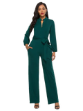 Long Sleeve Wide Leg Pants Jumpsuit