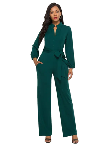 Long Sleeve Wide Leg Pants Jumpsuit