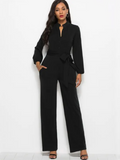 Long Sleeve Wide Leg Pants Jumpsuit