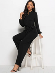 Long Sleeve Wide Leg Pants Jumpsuit